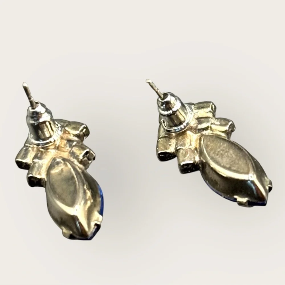 Vintage Sapphire Blue Rhinestone post earrings – Retro Glam Sparkle
